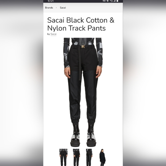 Black Sacai Track Pants size 25-27 - Picture 1 of 6